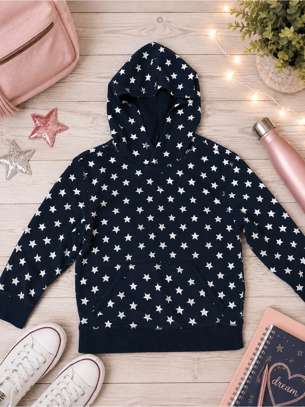 Old Navy Navy Hoodie with White Star Print